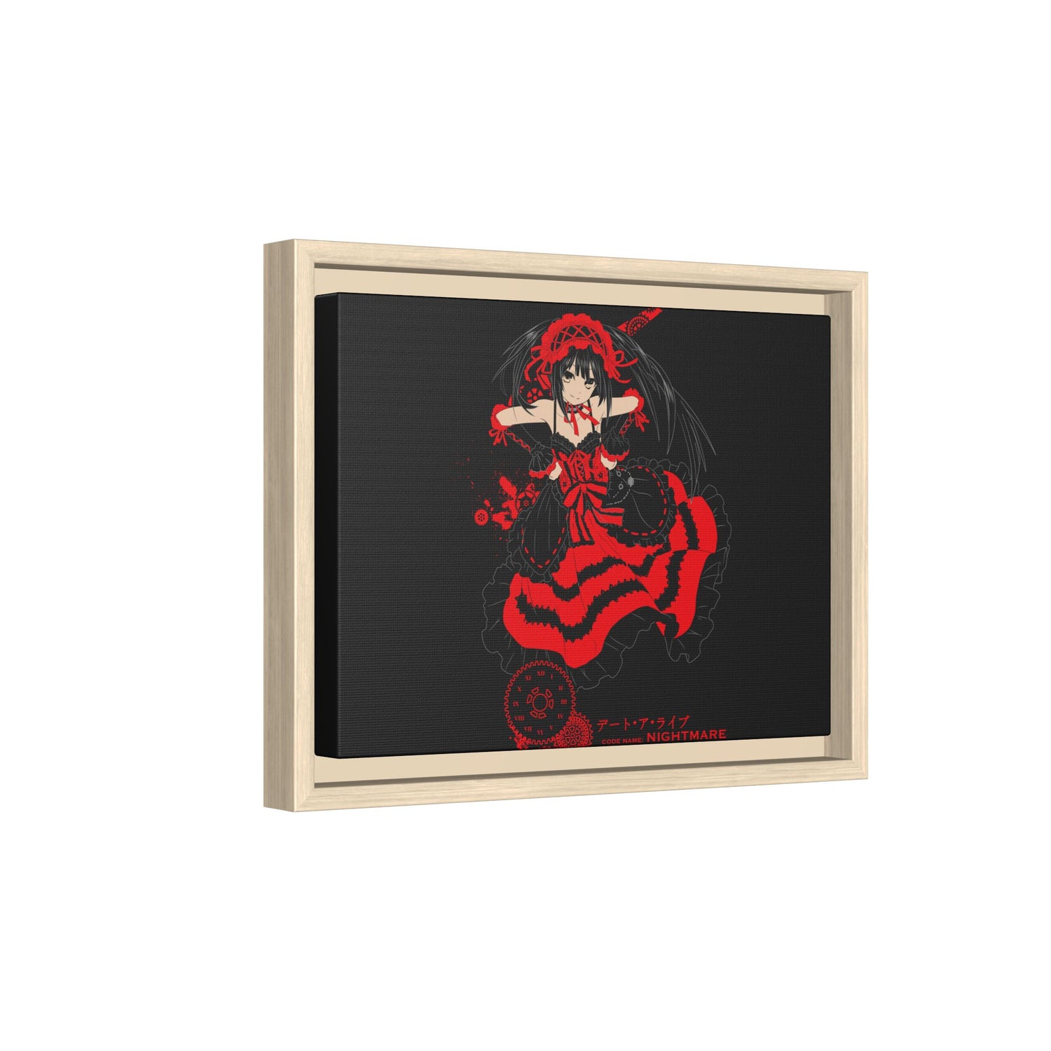 Anime Warrior Red Black Matte Canvas Print — Framed Wall Art