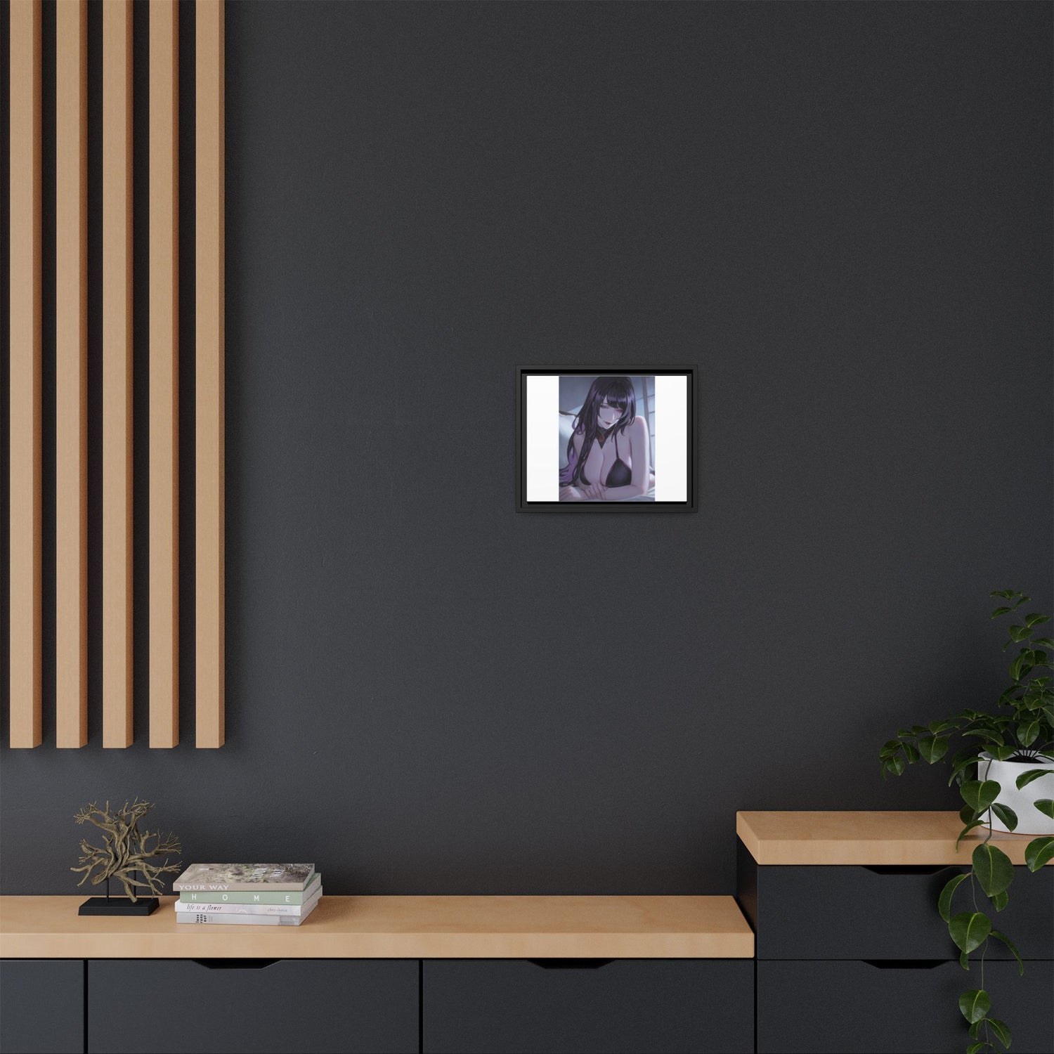 Framed Matte Canvas Print — Moody Anime Woman Portrait