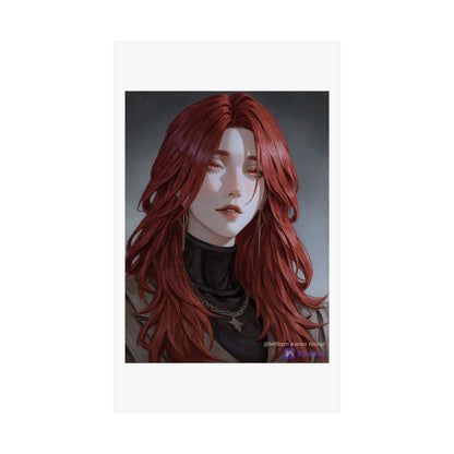 Red-Haired Muse Matte Vertical Poster — Moody Portrait Art Print