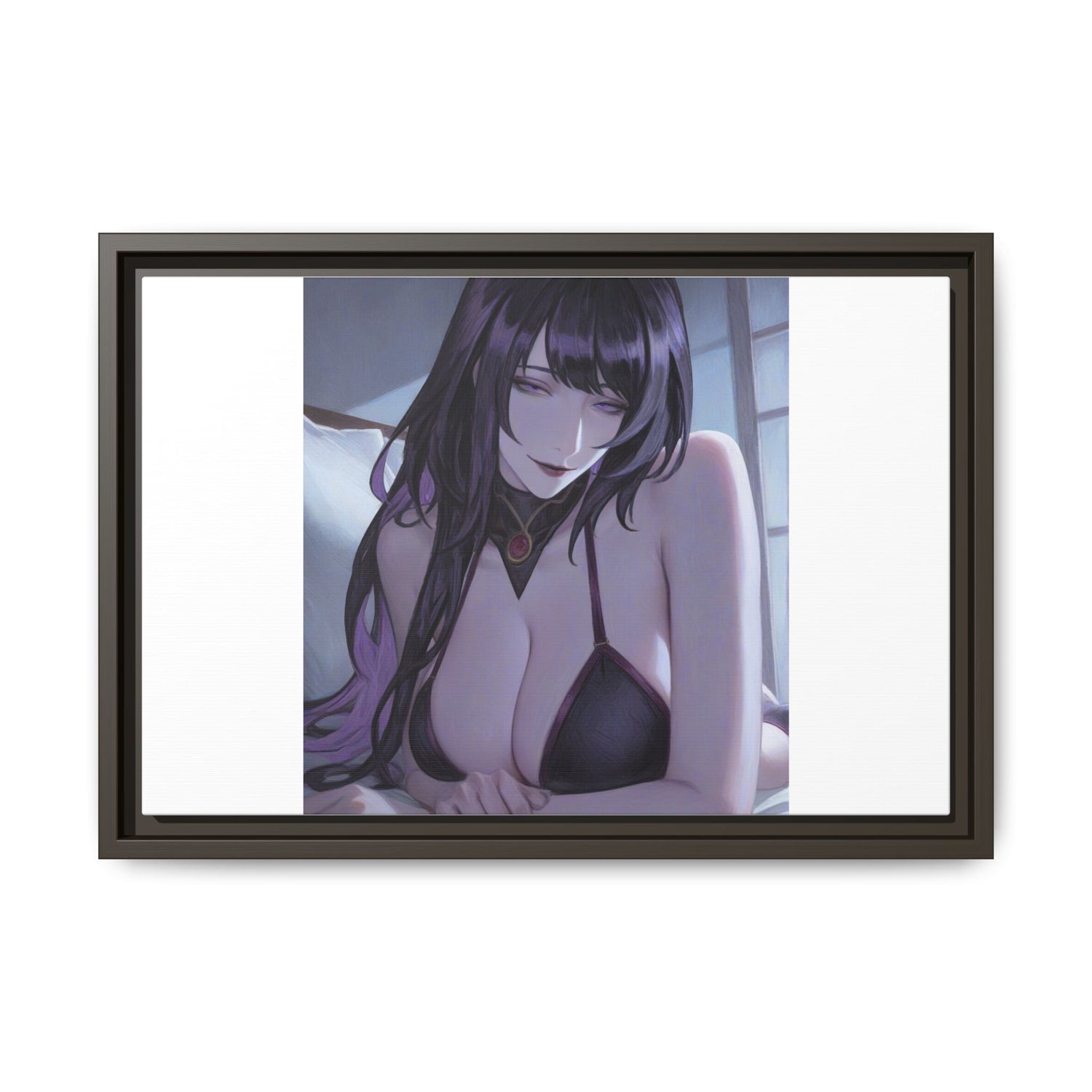 Framed Matte Canvas Print — Moody Anime Woman Portrait