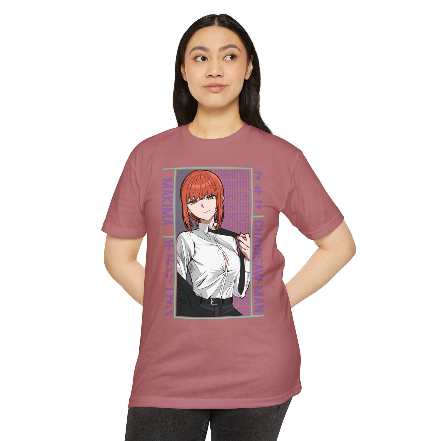 Makima Chainsaw Man Anime Graphic T-Shirt — Japanese Text Design