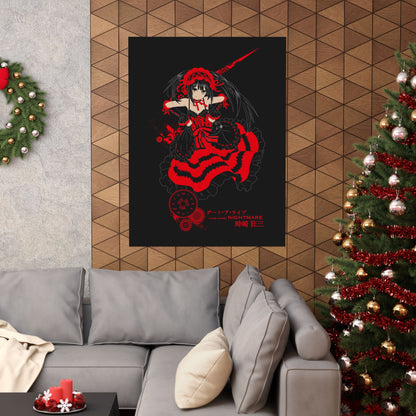 Anime Gothic Poster — Red &amp; Black Kurumi Nightcore Matte Vertical Print