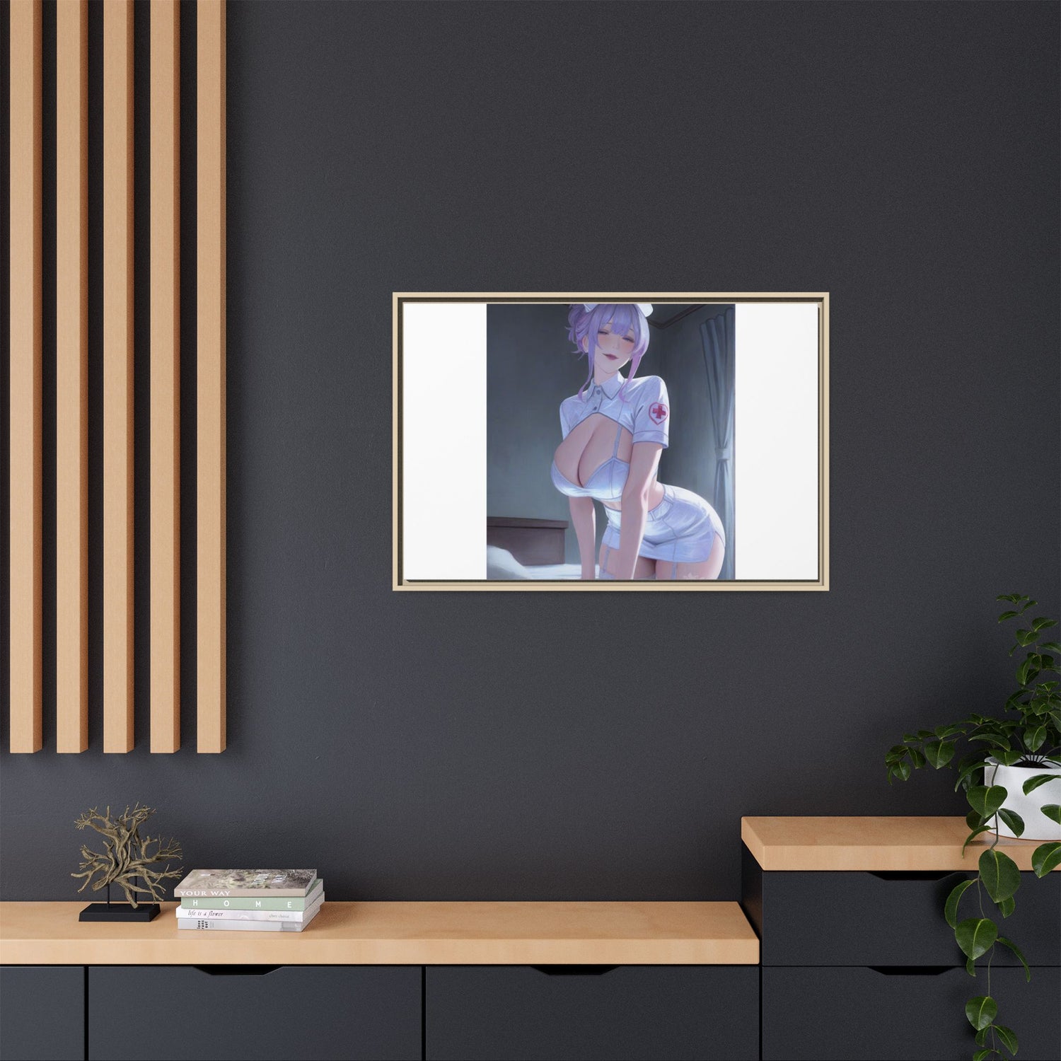 Sexy Anime Nurse Matte Canvas Print (Framed)