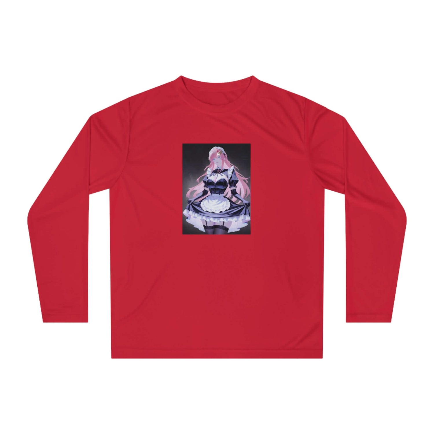 Anime Maid Art Long Sleeve Shirt — Pink-haired Fantasy Maid Graphic