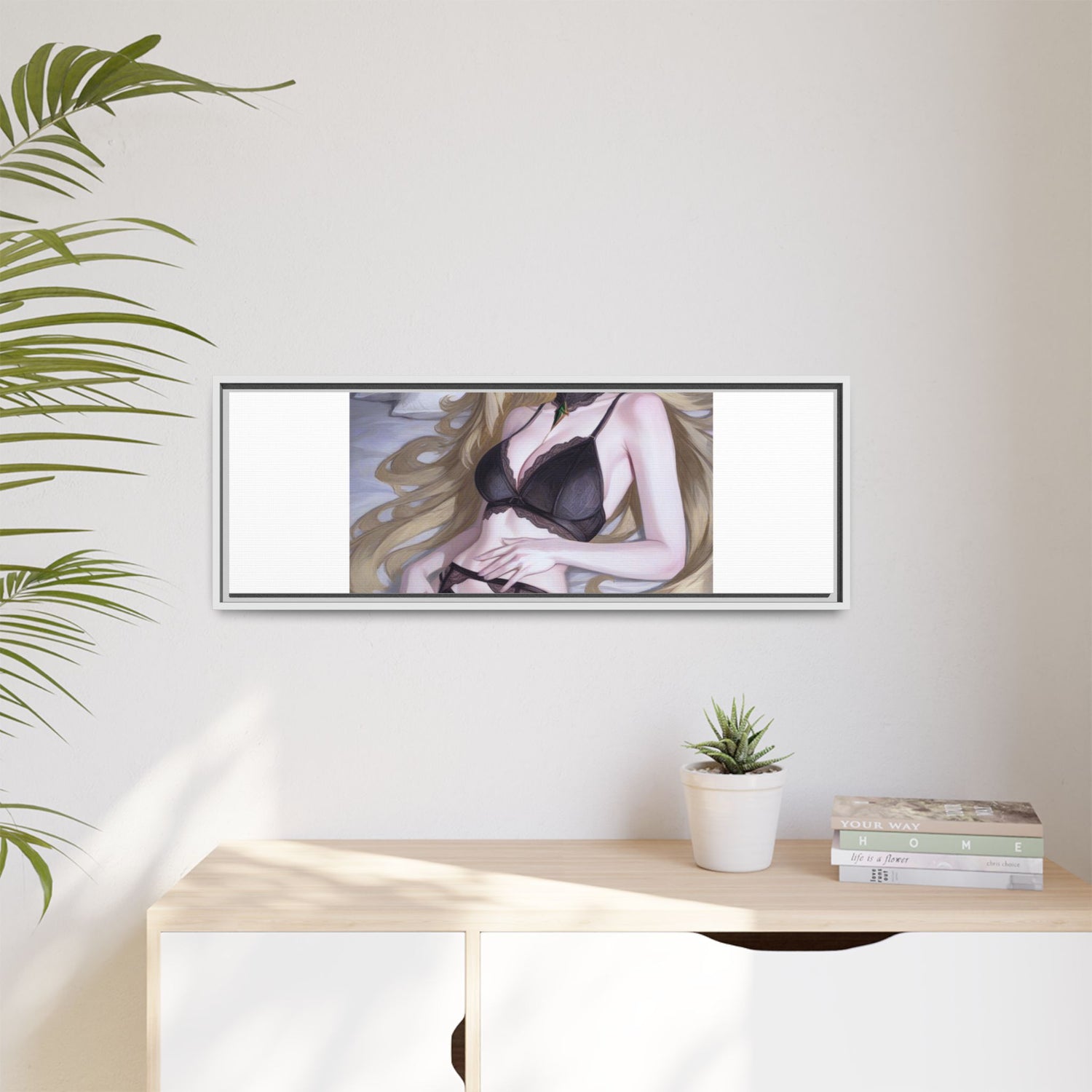 Framed Matte Canvas Print — Sleepy Blonde Anime Pinup