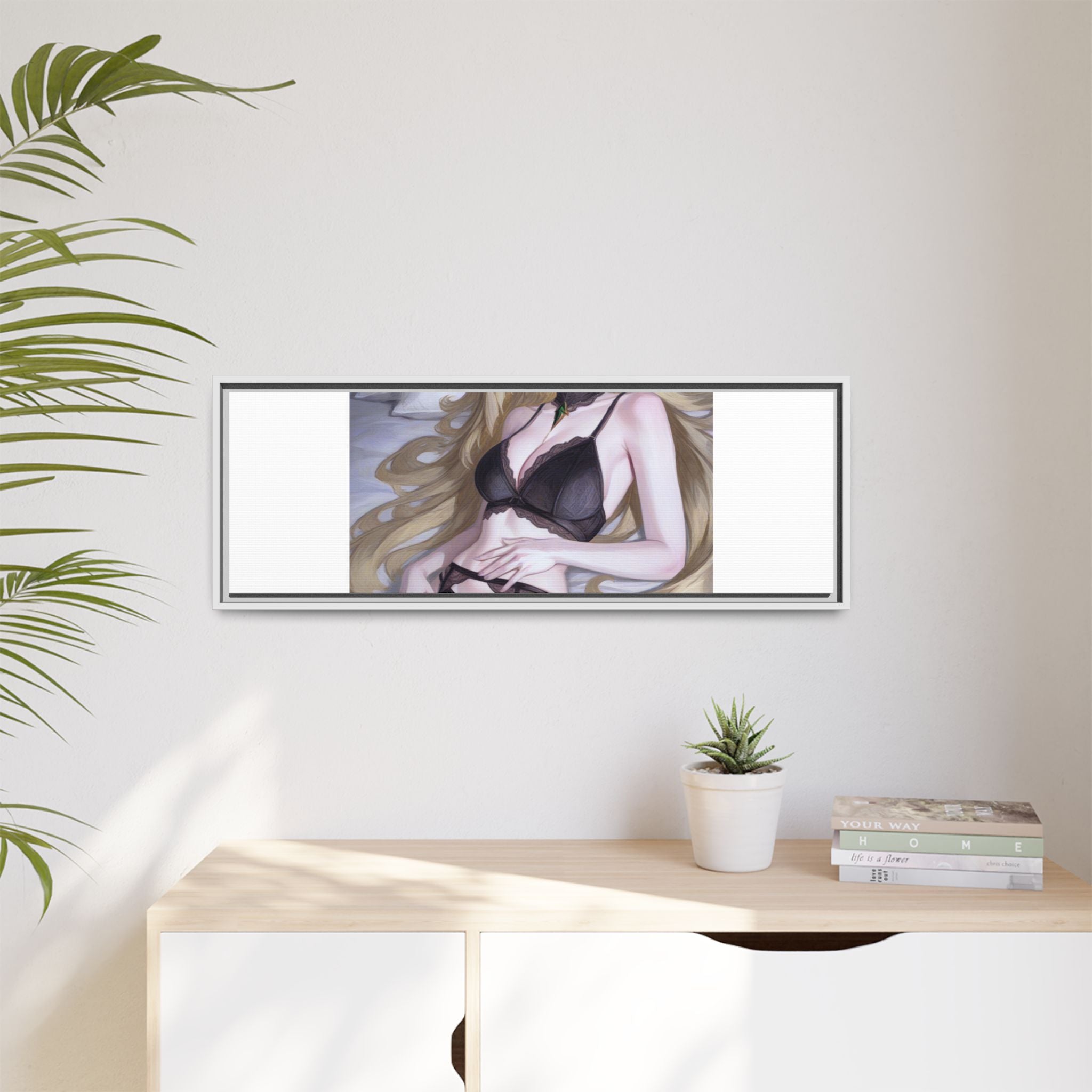 Framed Matte Canvas Print — Sleepy Blonde Anime Pinup