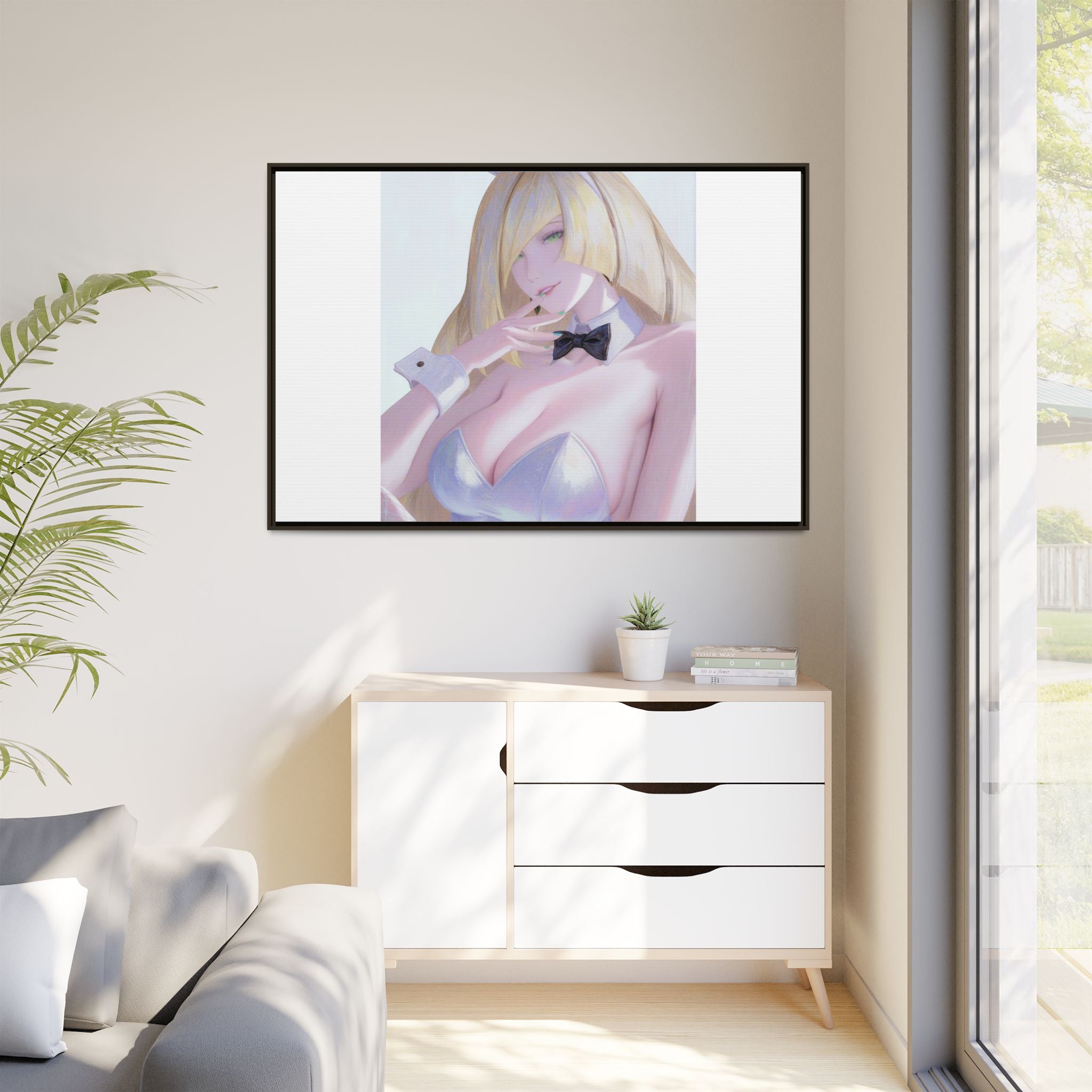 Bunny Girl Matte Canvas Print Framed — Sexy Anime Art Wall Decor