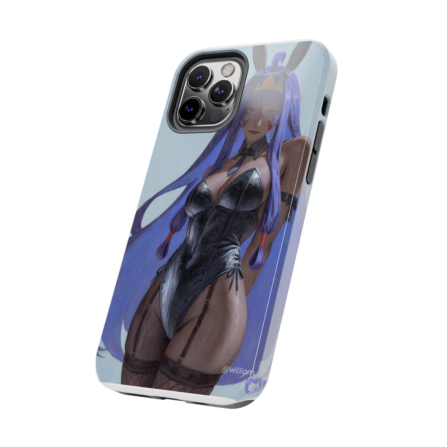 Bunny Girl Tough Phone Case — Anime Purple-Haired Character Protective Cover