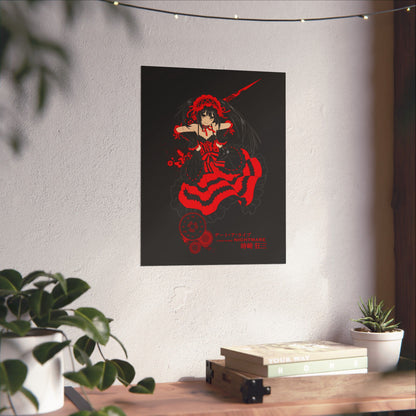 Anime Gothic Poster — Red &amp; Black Kurumi Nightcore Matte Vertical Print