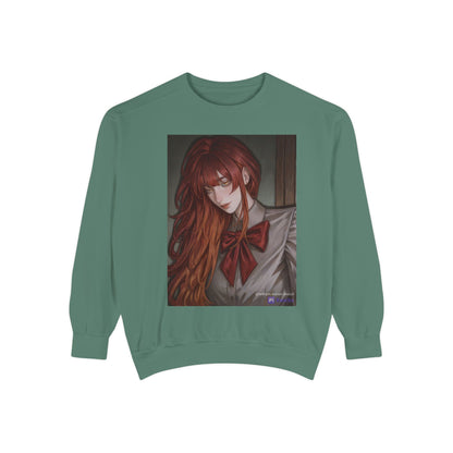 Anime Red-Headed Girl Sweatshirt — Gothic Schoolgirl Art Pullover