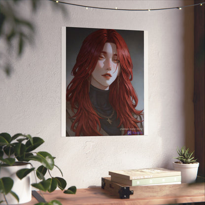 Red-Haired Muse Matte Vertical Poster — Moody Portrait Art Print