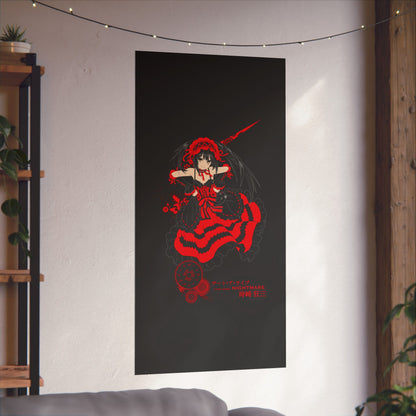 Anime Gothic Poster — Red &amp; Black Kurumi Nightcore Matte Vertical Print