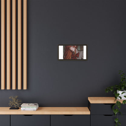 Framed Matte Canvas Print — Moody Red-Headed Anime Girl Art