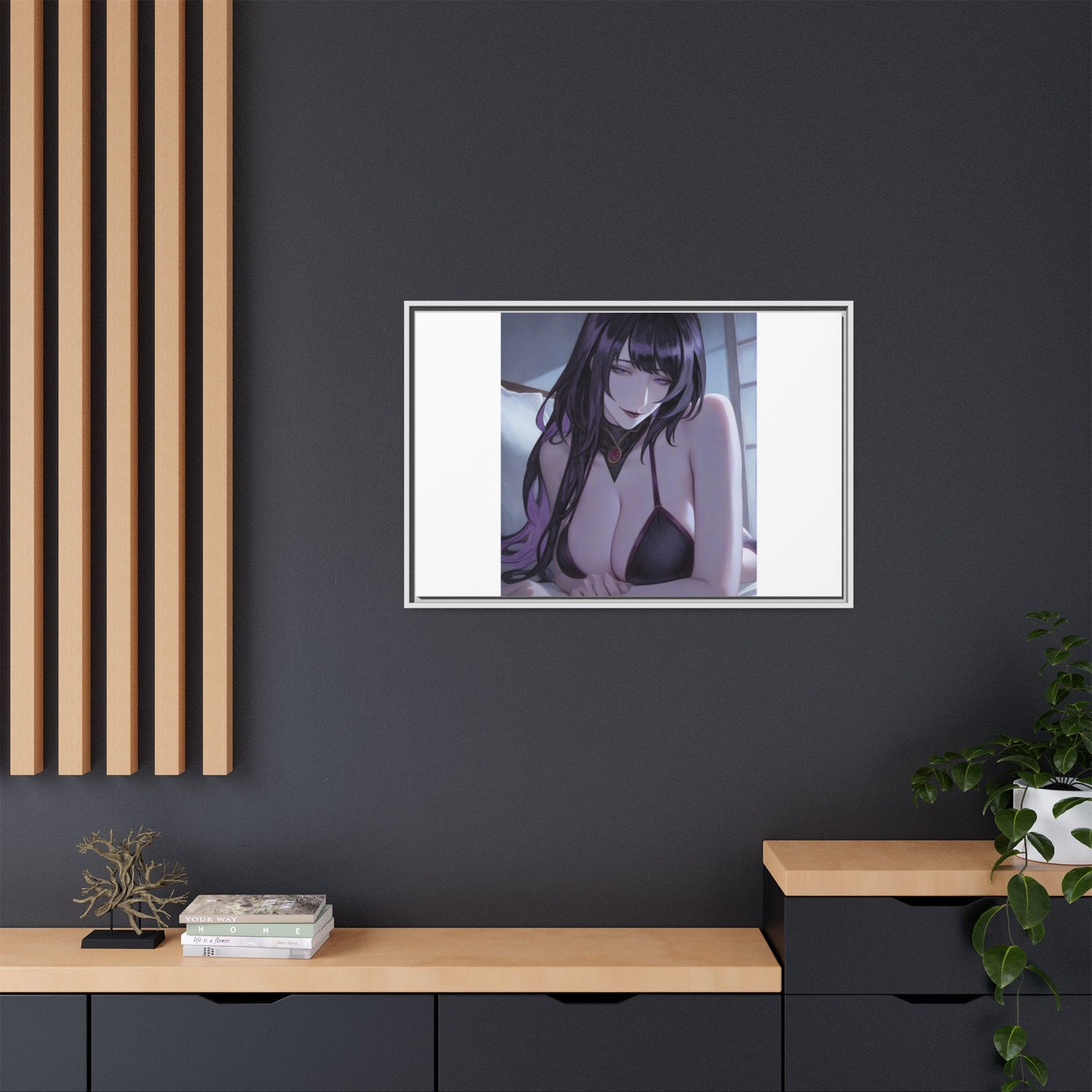 Framed Matte Canvas Print — Moody Anime Woman Portrait