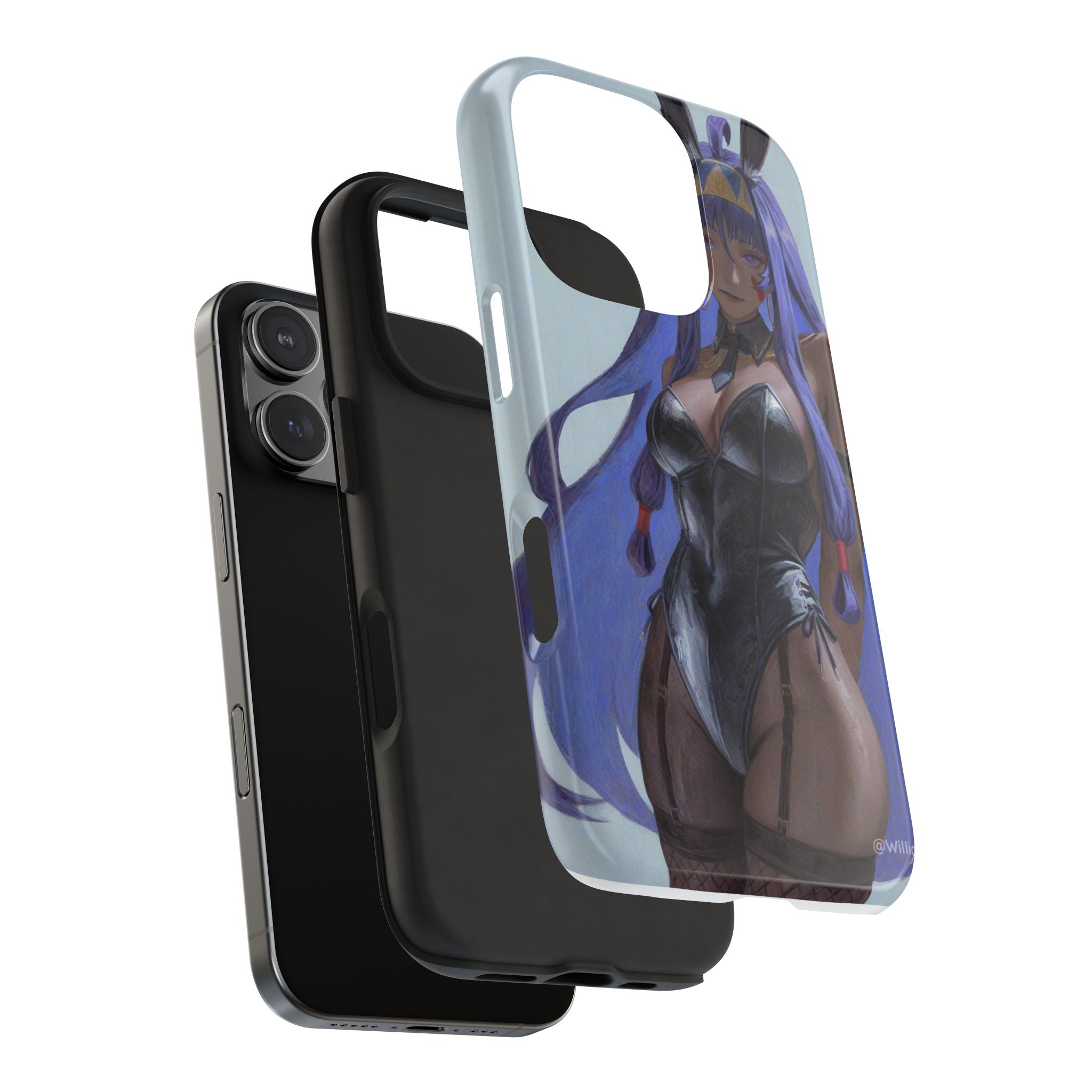 Bunny Girl Tough Phone Case — Anime Purple-Haired Character Protective Cover