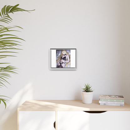 Framed Matte Canvas Print — Sleepy Blonde Anime Pinup