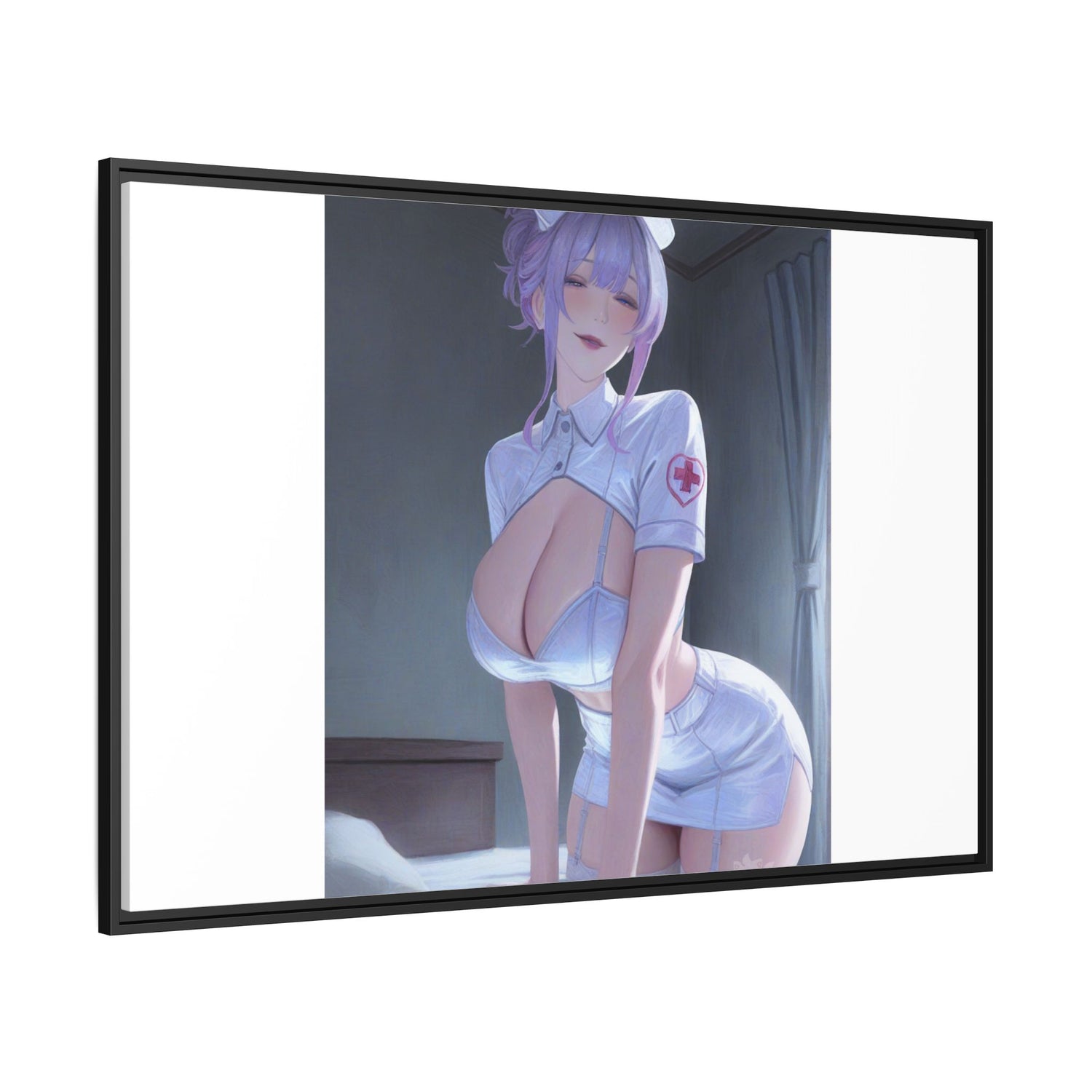 Sexy Anime Nurse Matte Canvas Print (Framed)