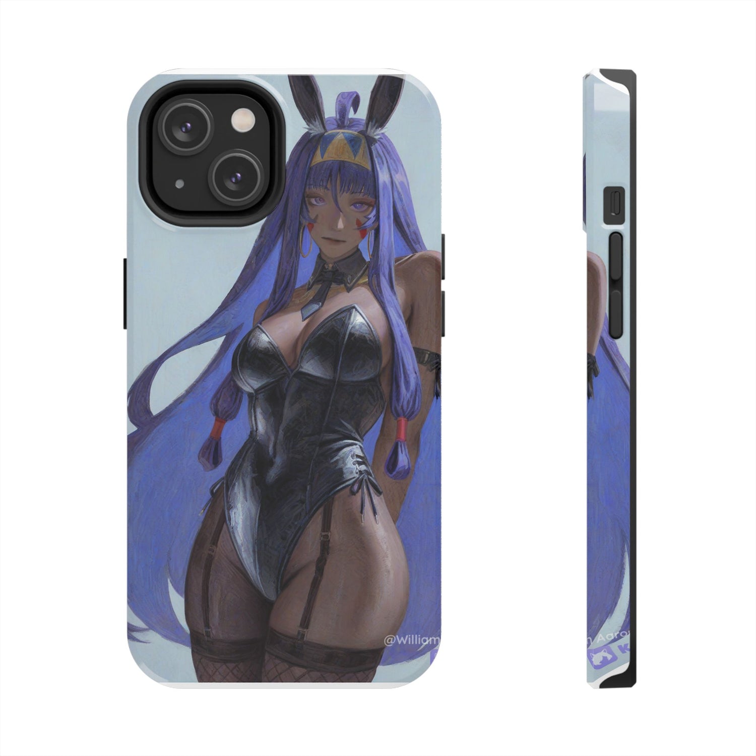 Bunny Girl Tough Phone Case — Anime Purple-Haired Character Protective Cover
