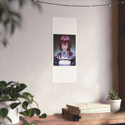 Anime Portrait Poster — Moody Red‑Haired Character Matte Vertical Art Print