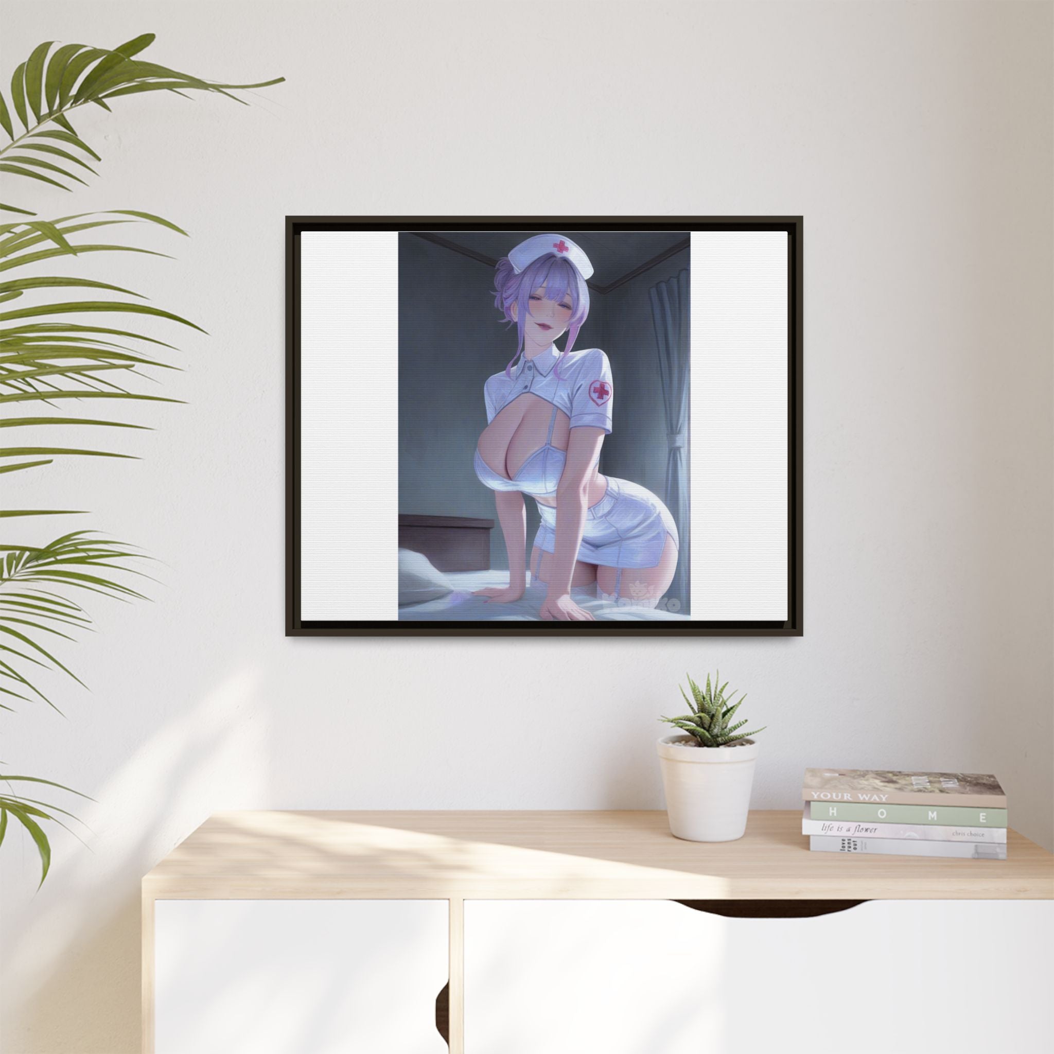 Sexy Anime Nurse Matte Canvas Print (Framed)