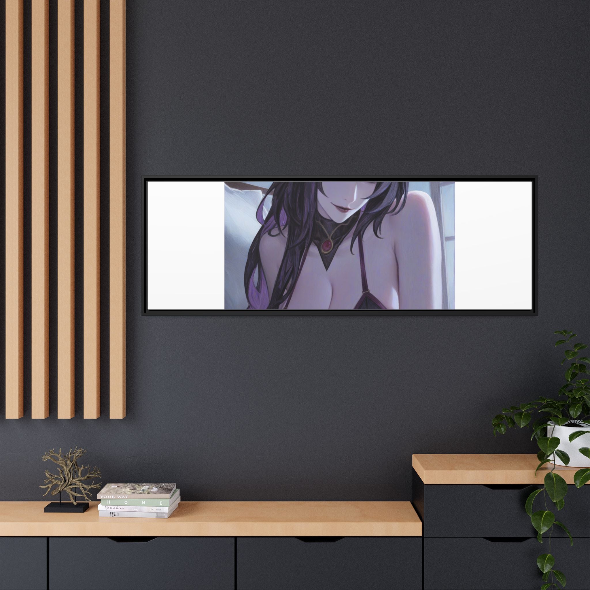 Framed Matte Canvas Print — Moody Anime Woman Portrait