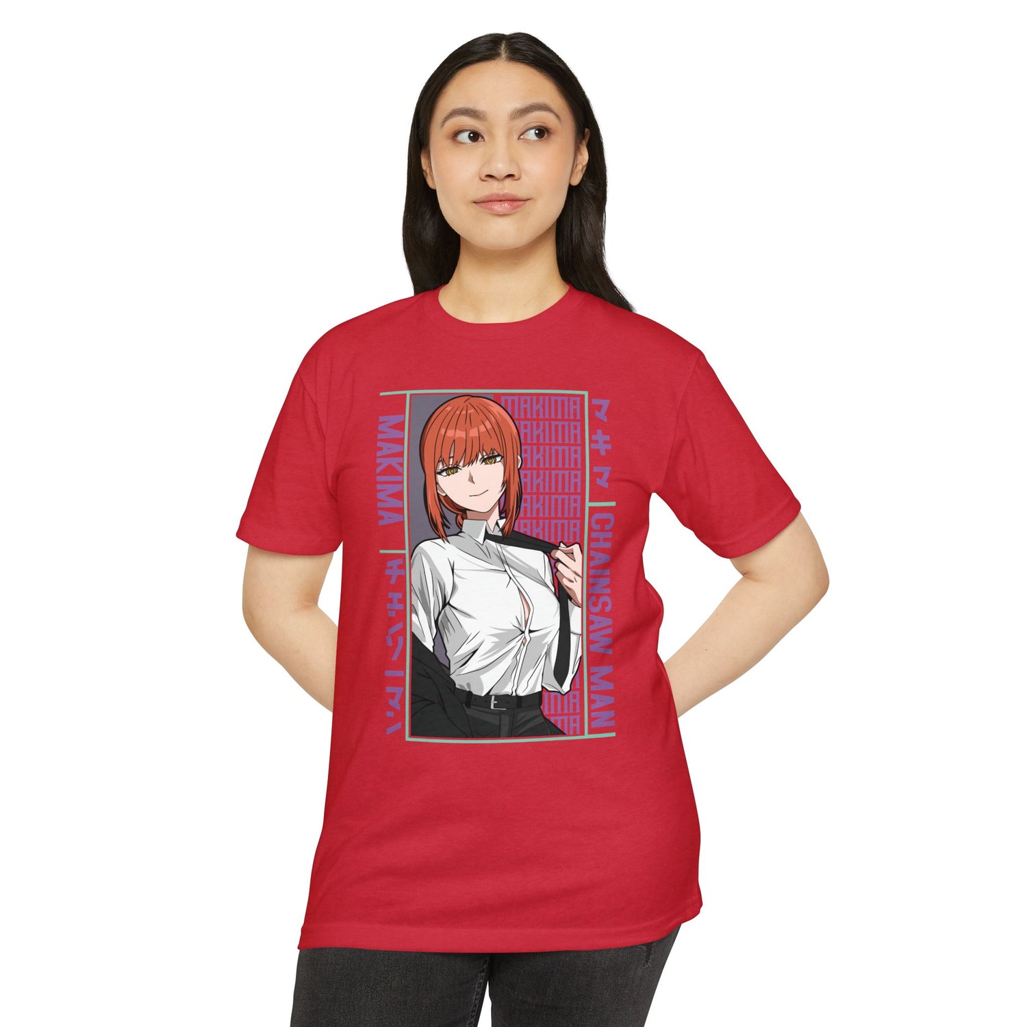 Makima Chainsaw Man Anime Graphic T-Shirt — Japanese Text Design