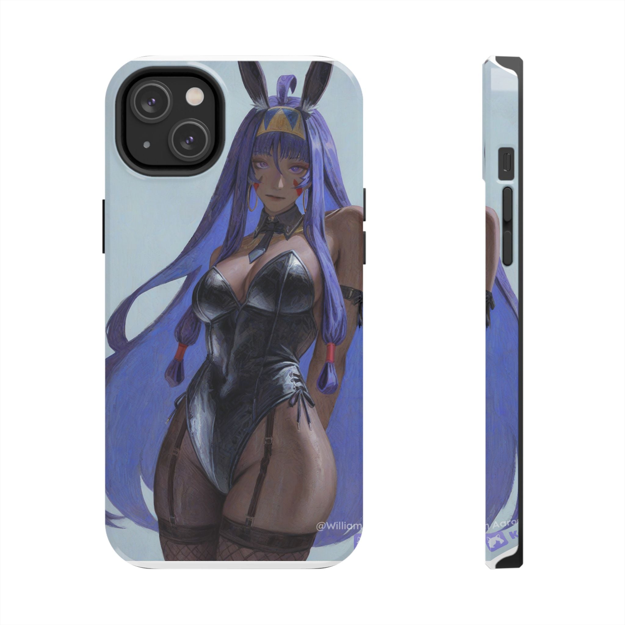 Bunny Girl Tough Phone Case — Anime Purple-Haired Character Protective Cover