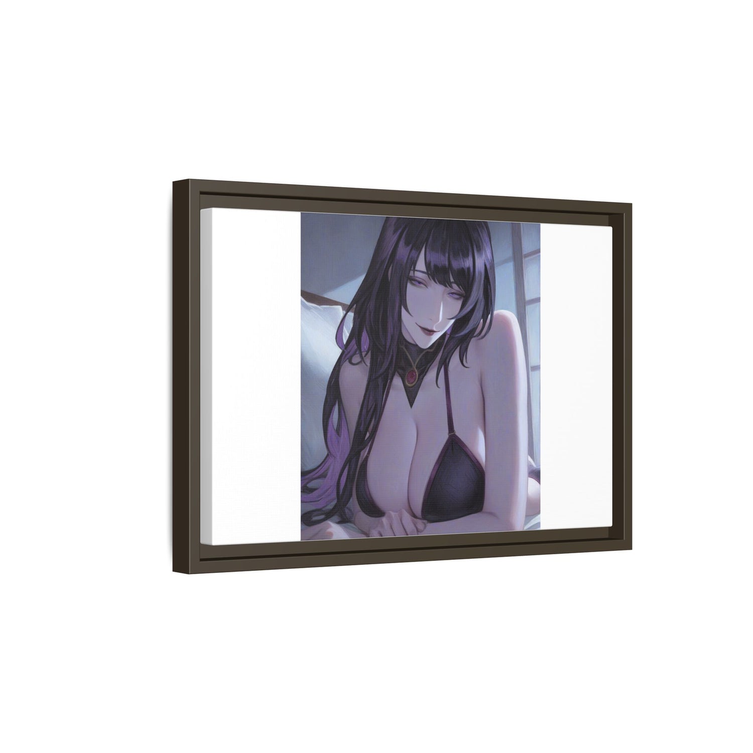Framed Matte Canvas Print — Moody Anime Woman Portrait
