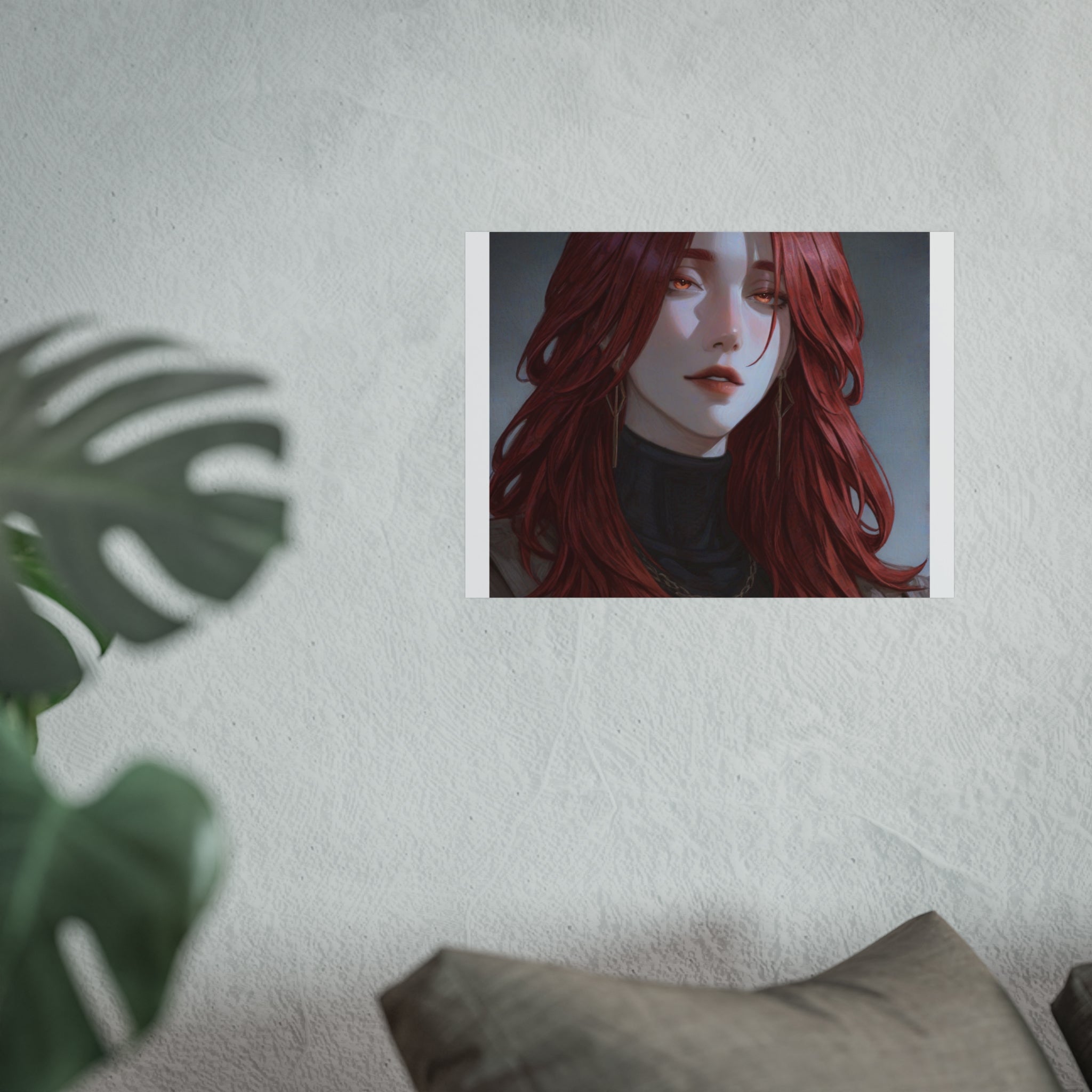 Fine Art Poster — Red-Haired Gothic Portrait, Moody Decorative Wall Art