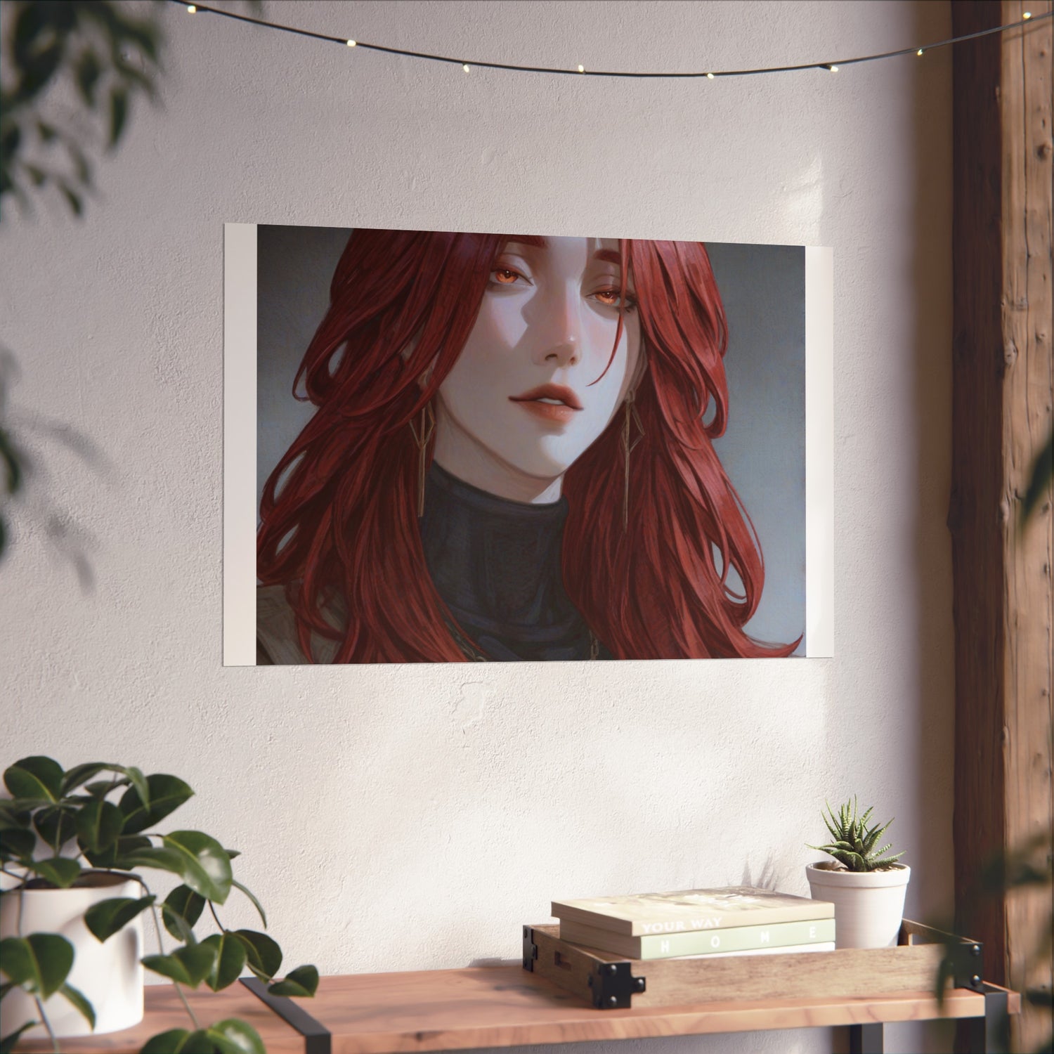 Fine Art Poster — Red-Haired Gothic Portrait, Moody Decorative Wall Art