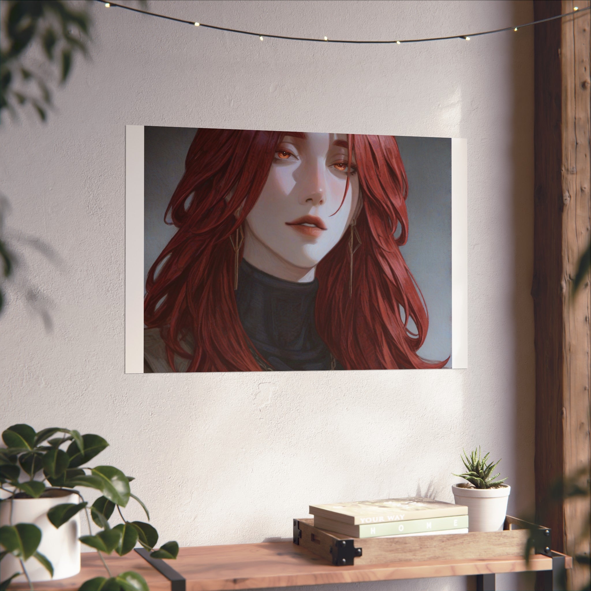 Fine Art Poster — Red-Haired Gothic Portrait, Moody Decorative Wall Art