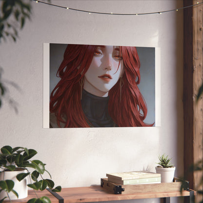 Fine Art Poster — Red-Haired Gothic Portrait, Moody Decorative Wall Art