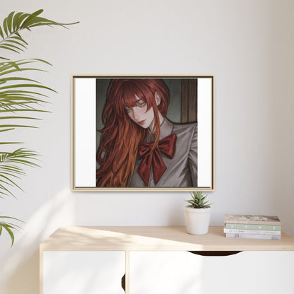 Framed Matte Canvas Print — Moody Red-Headed Anime Girl Art