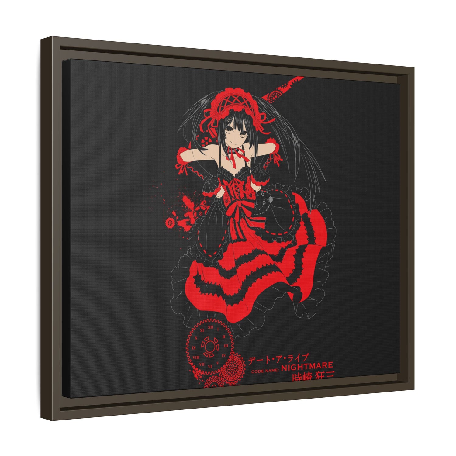 Anime Warrior Red Black Matte Canvas Print — Framed Wall Art