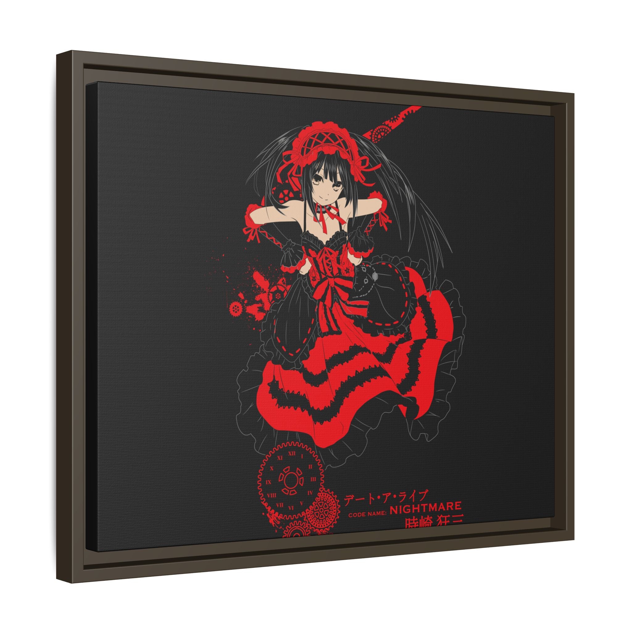 Anime Warrior Red Black Matte Canvas Print — Framed Wall Art