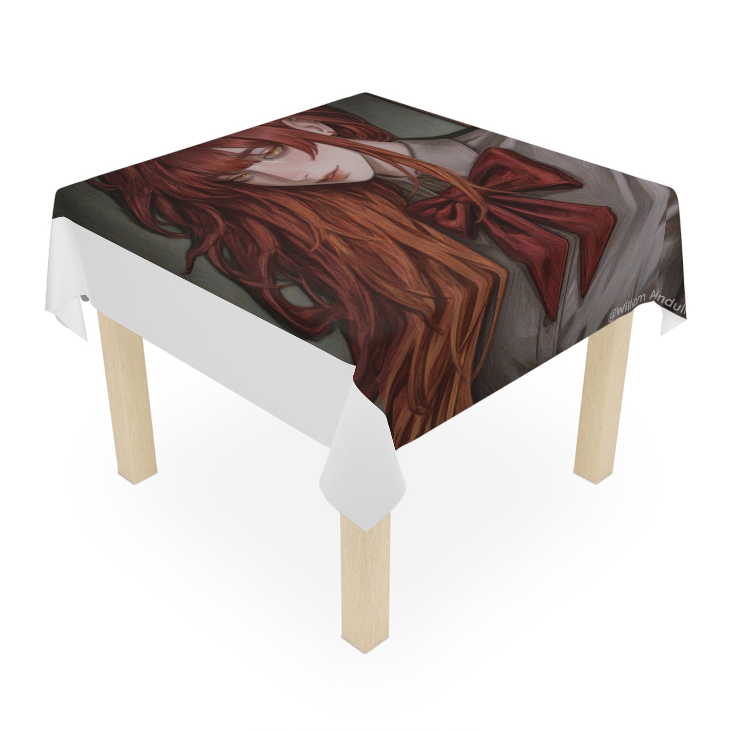 Redhead Portrait Tablecloth — Gothic Anime Girl Decorative Table Cover