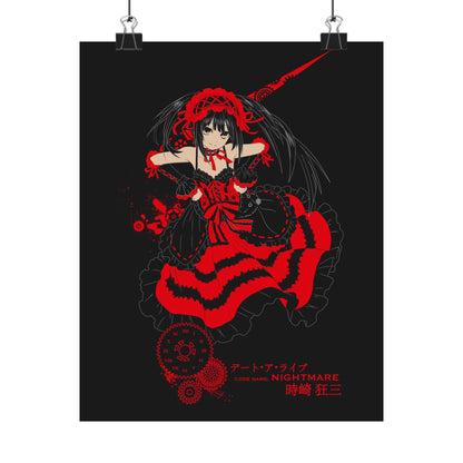 Anime Gothic Poster — Red &amp; Black Kurumi Nightcore Matte Vertical Print
