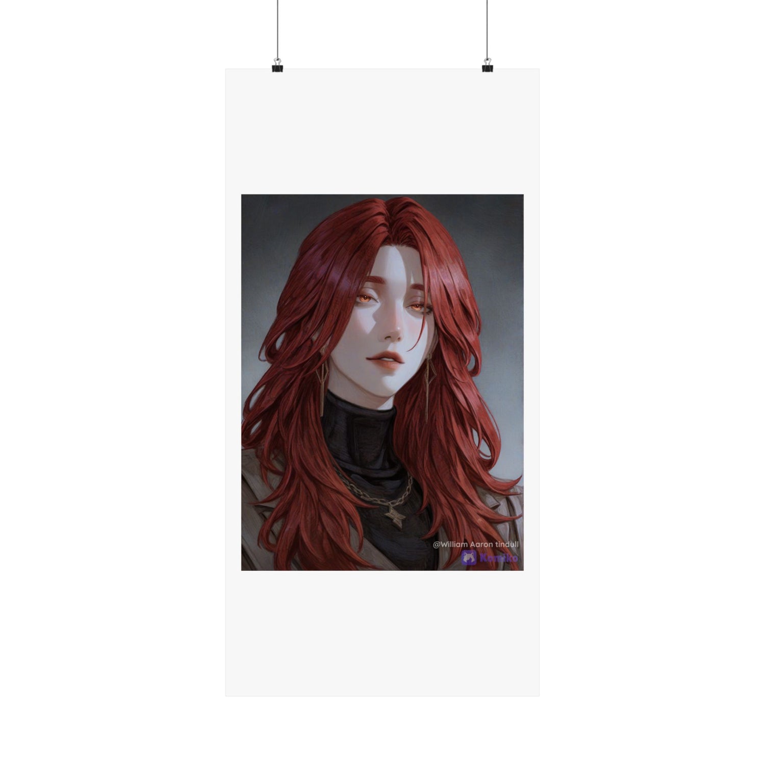 Red-Haired Muse Matte Vertical Poster — Moody Portrait Art Print