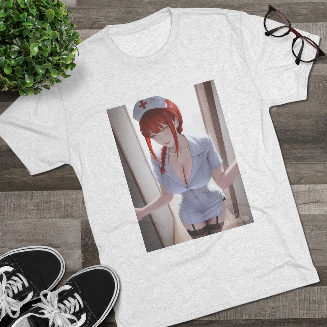 Sexy Anime Nurse T-Shirt — Cute Redhead Nurse Illustration Tee