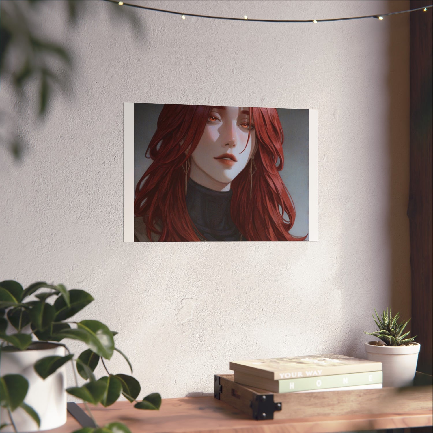 Fine Art Poster — Red-Haired Gothic Portrait, Moody Decorative Wall Art