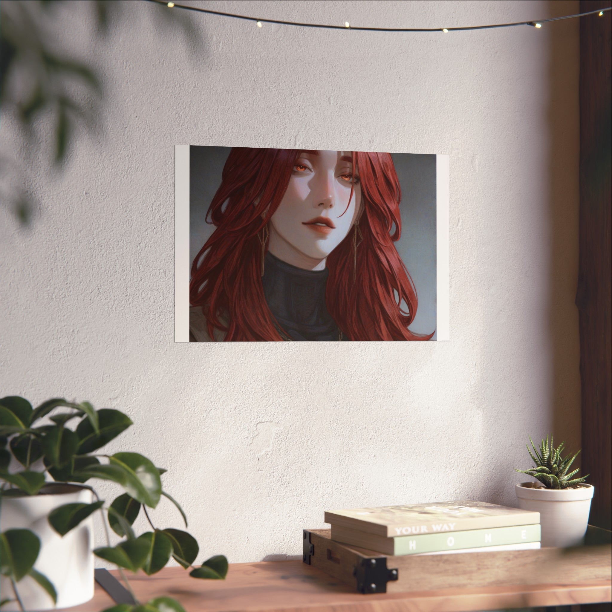 Fine Art Poster — Red-Haired Gothic Portrait, Moody Decorative Wall Art