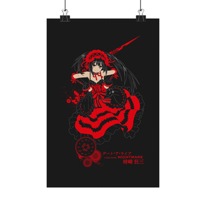 Anime Gothic Poster — Red &amp; Black Kurumi Nightcore Matte Vertical Print