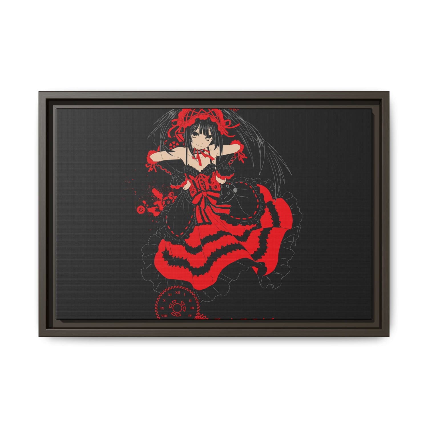 Anime Warrior Red Black Matte Canvas Print — Framed Wall Art