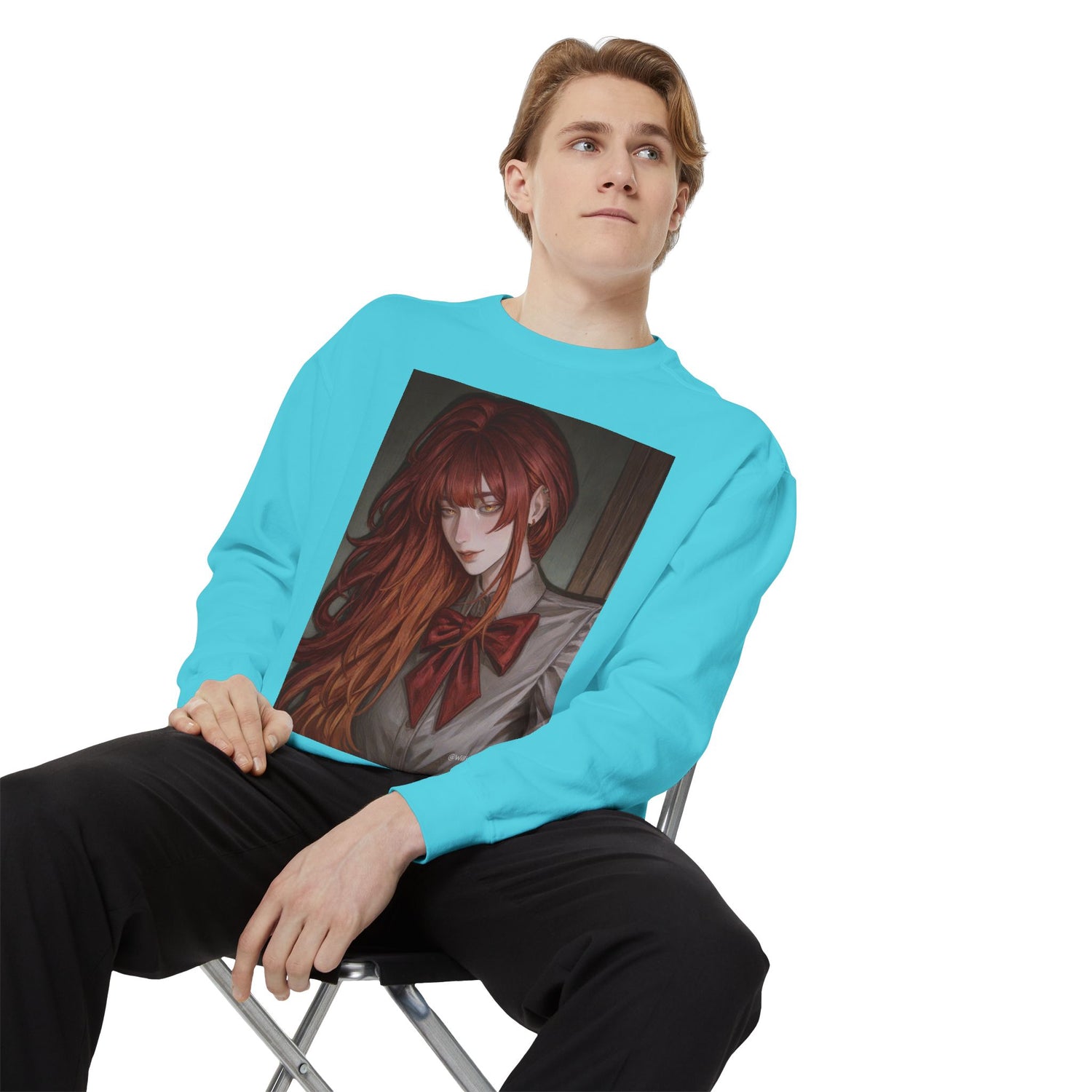 Anime Red-Headed Girl Sweatshirt — Gothic Schoolgirl Art Pullover