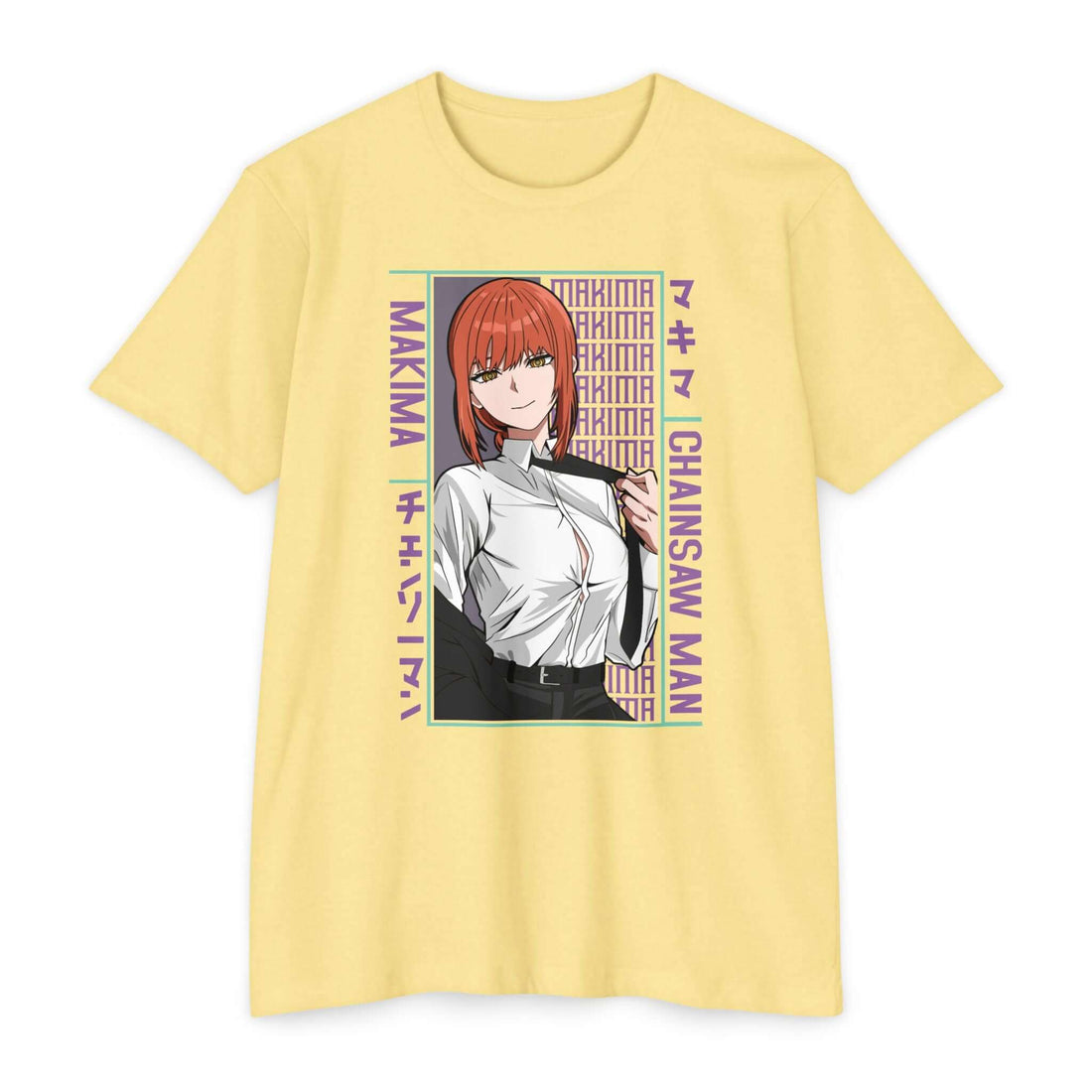 Makima Chainsaw Man Anime Graphic T-Shirt — Japanese Text Design