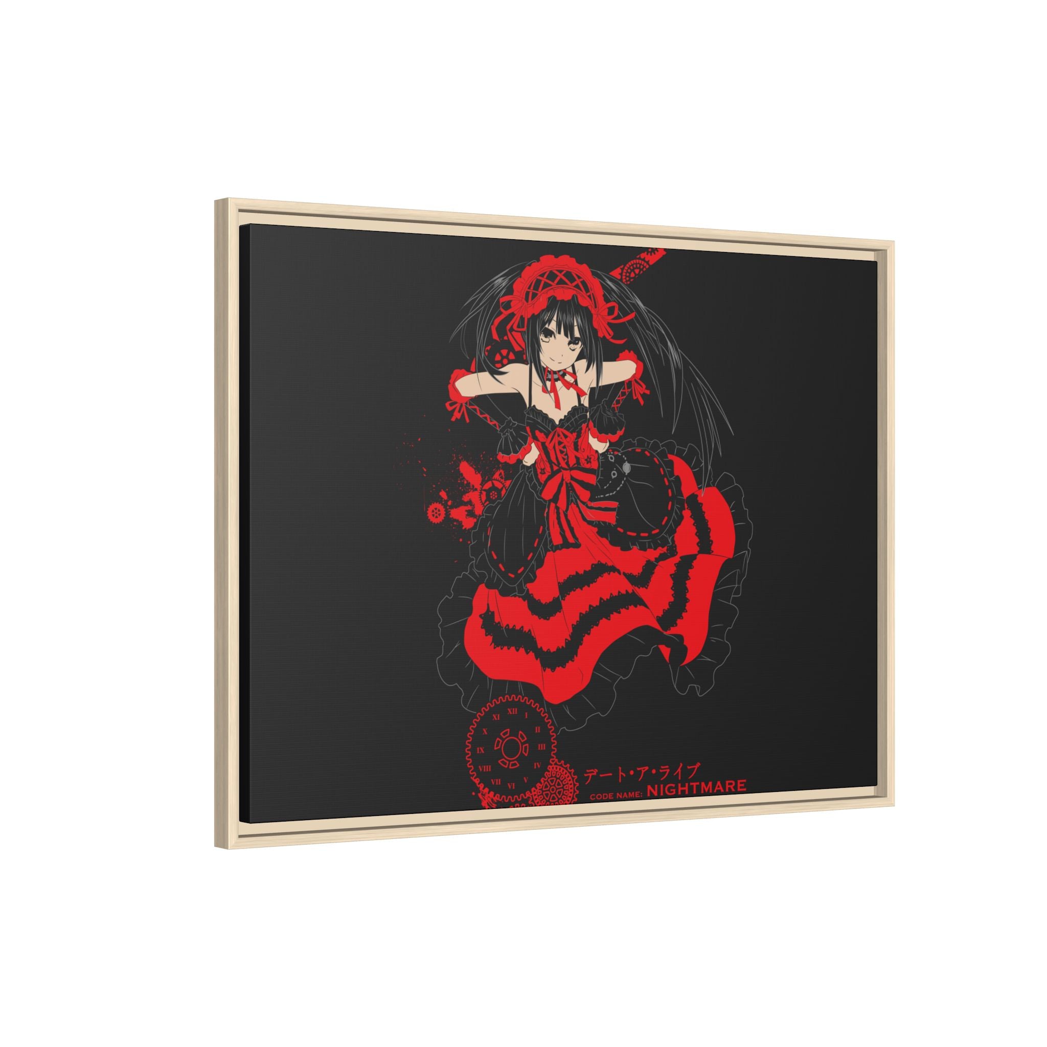 Anime Warrior Red Black Matte Canvas Print — Framed Wall Art