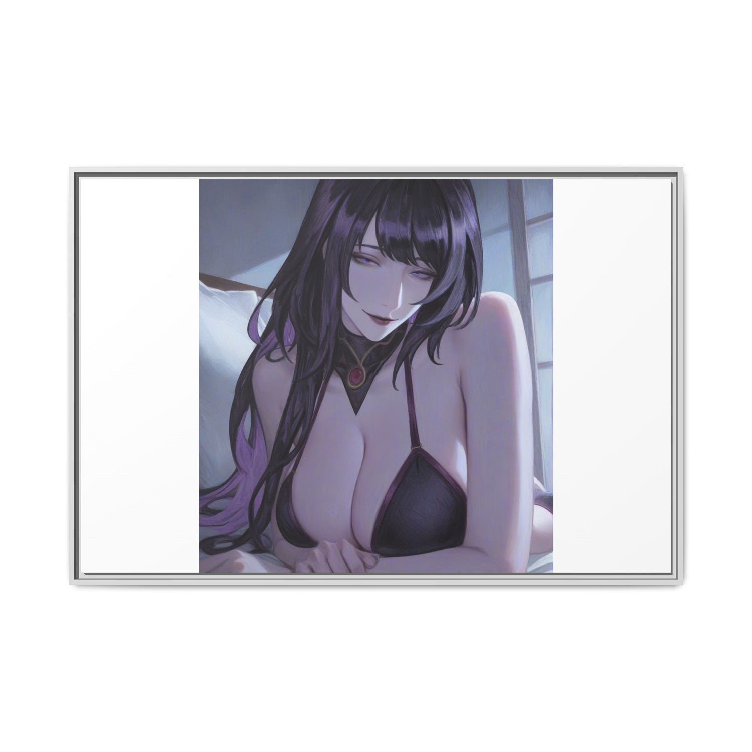 Framed Matte Canvas Print — Moody Anime Woman Portrait