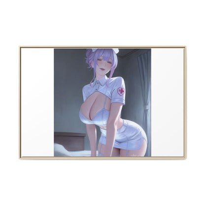 Sexy Anime Nurse Matte Canvas Print (Framed)