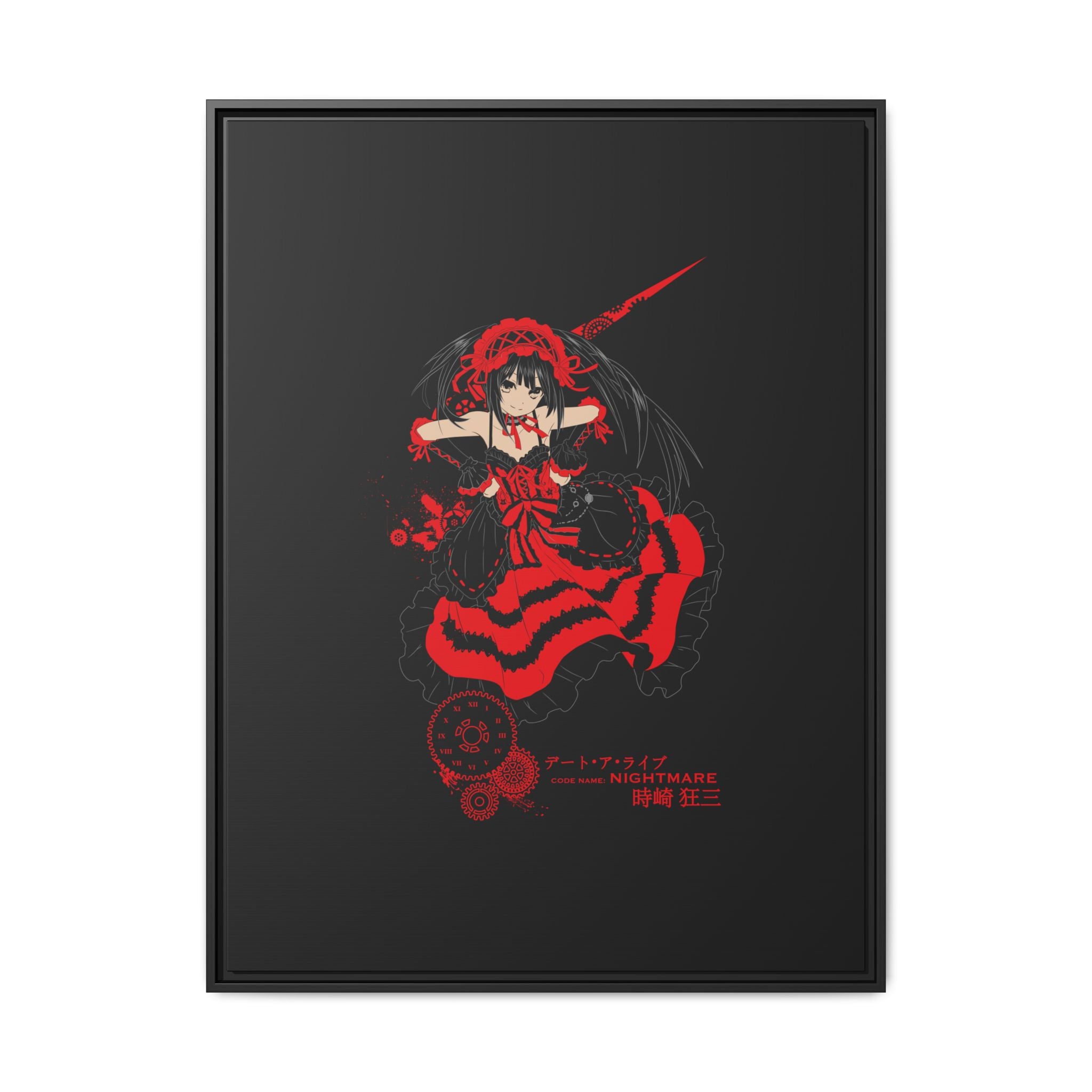 Anime Warrior Red Black Matte Canvas Print — Framed Wall Art