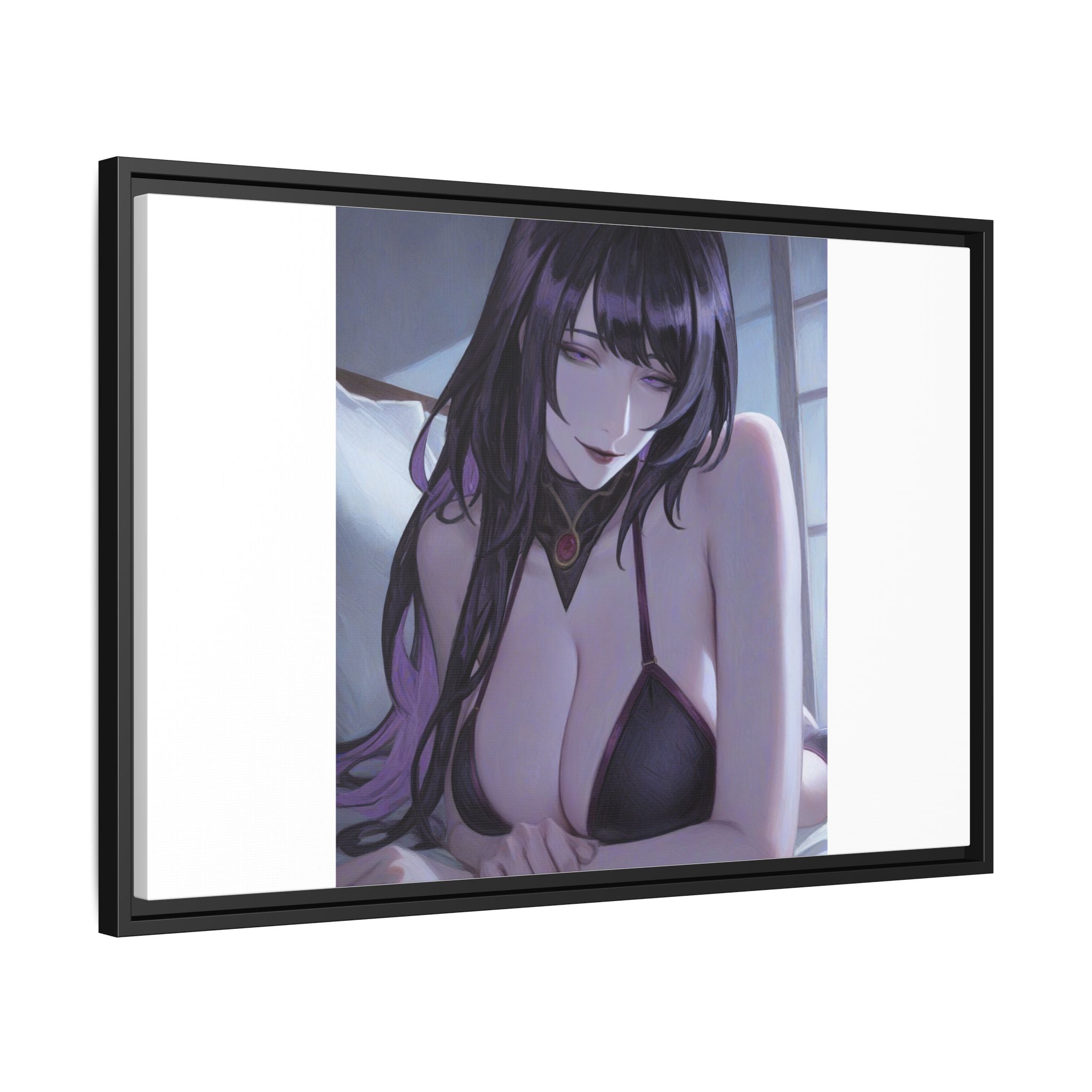 Framed Matte Canvas Print — Moody Anime Woman Portrait